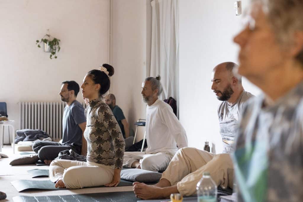students doping a yoga kriya