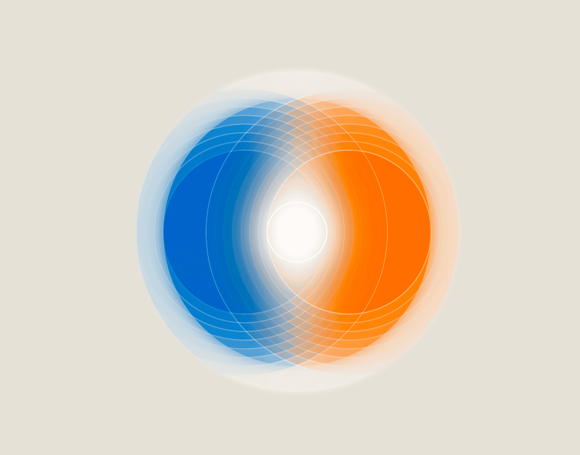 five-aspects 2 coloured circles intersecting creating a blurred white centre